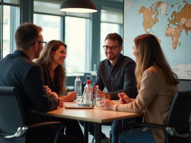Swiss Travel Insights dedicated travel experts collaborating in modern office
